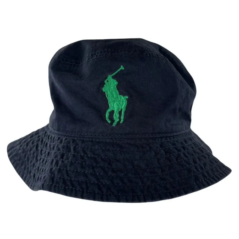 Polo Ralph Lauren Kid's Bucket Hat - Navy Blue W/ Plaid Interior - Size 4-7